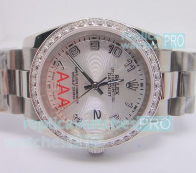 Highest Qaulity Swiss Replica Rolex Datejust Silver Arab Dial SS Case Watch